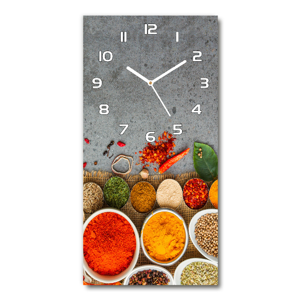 Horloge verticale en verre Épices colorées