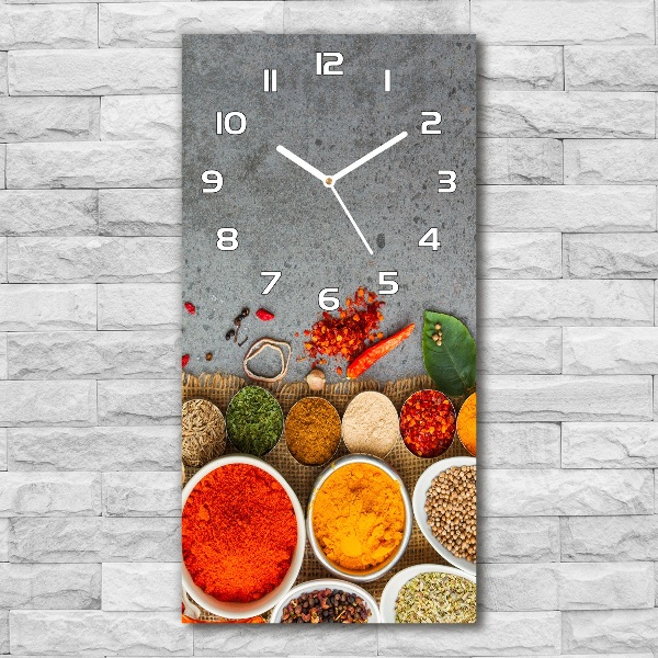 Horloge verticale en verre Épices colorées