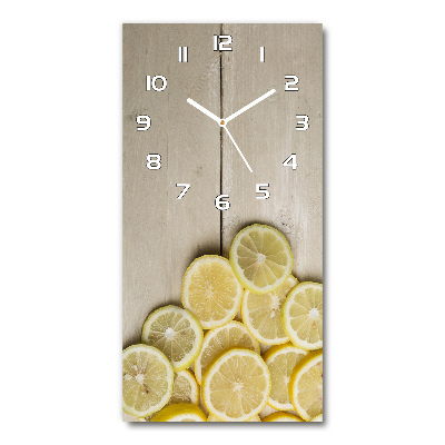 Horloge rectangulaire verticale Citrons sur bois