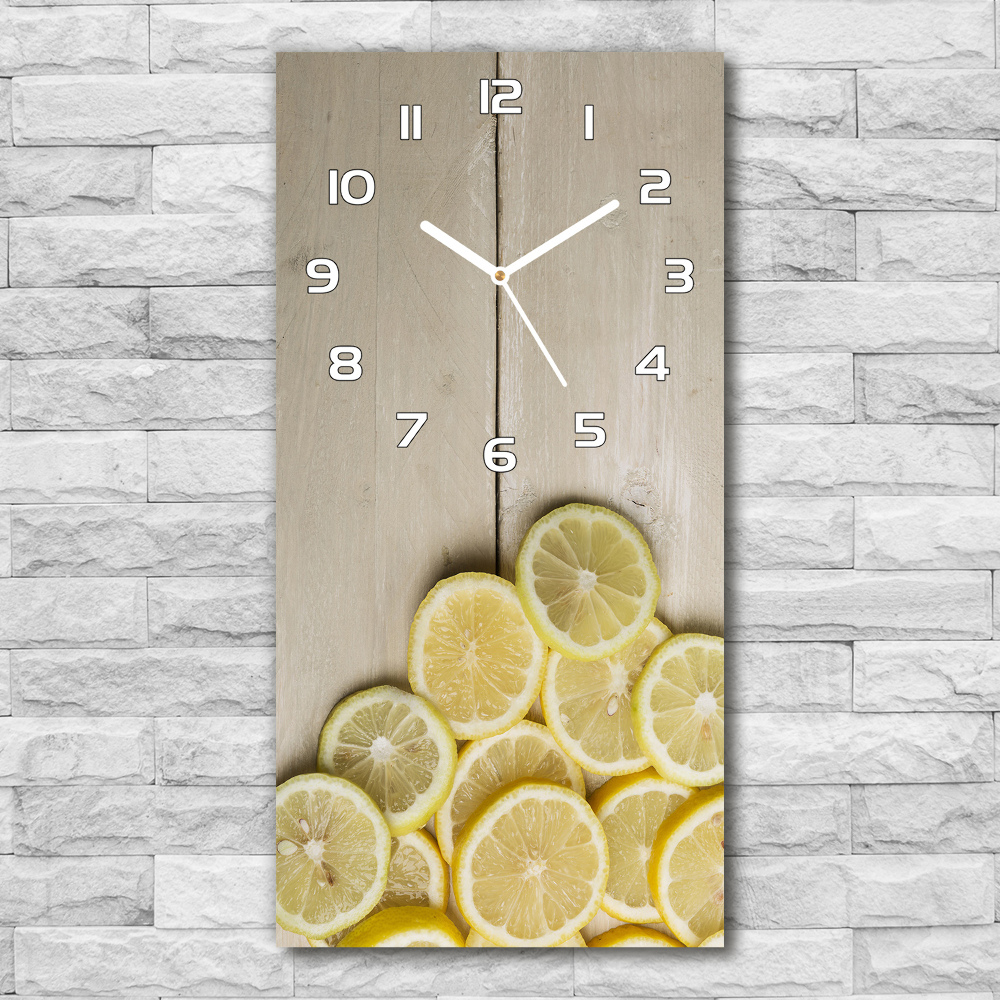 Horloge rectangulaire verticale Citrons sur bois