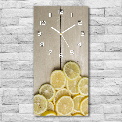 Horloge rectangulaire verticale Citrons sur bois