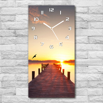 Horloge verticale en verre Jetée du coucher de soleil