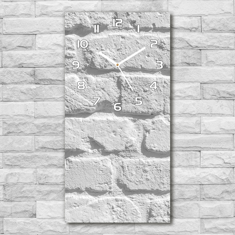 Horloge rectangulaire verticale Mur blanc vieille pierre