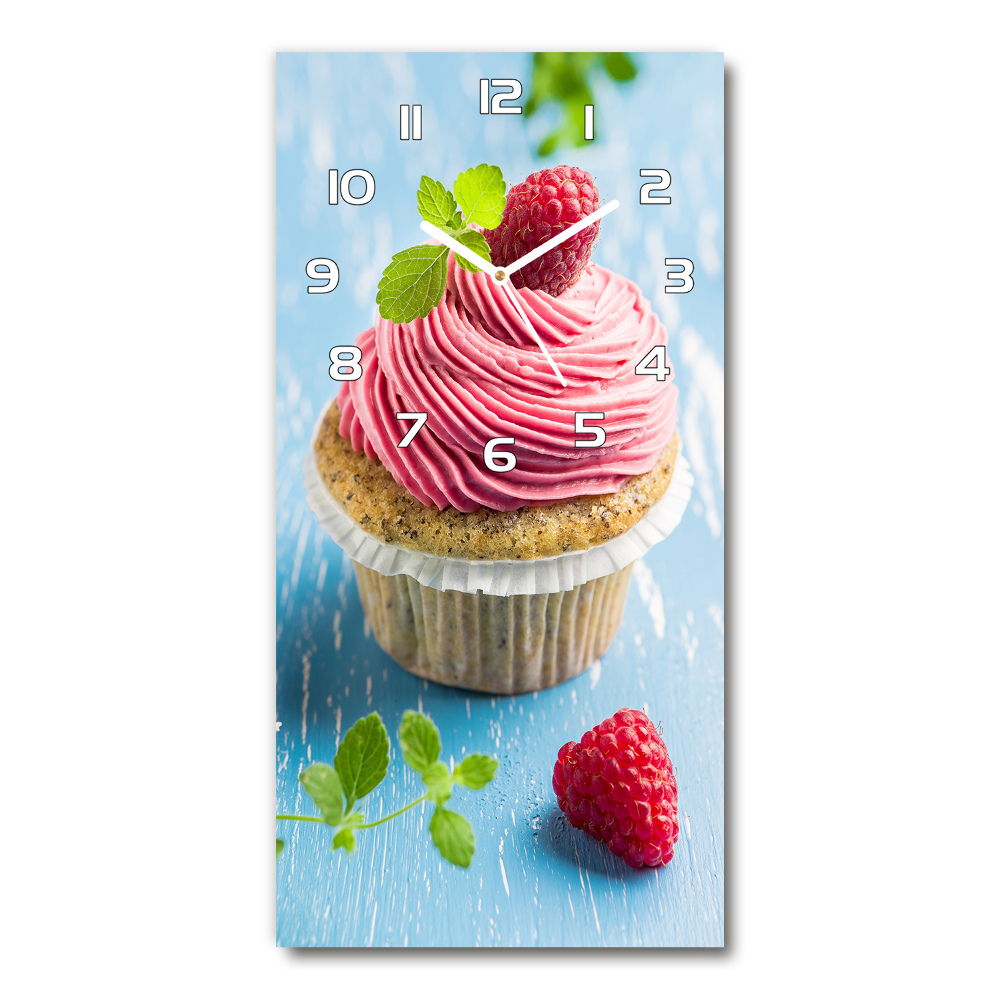 Horloge verticale en verre Muffin aux framboises