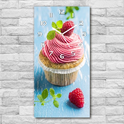 Horloge verticale en verre Muffin aux framboises