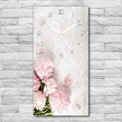 Horloge murale en verre rectangulaire Pivoines marbrées