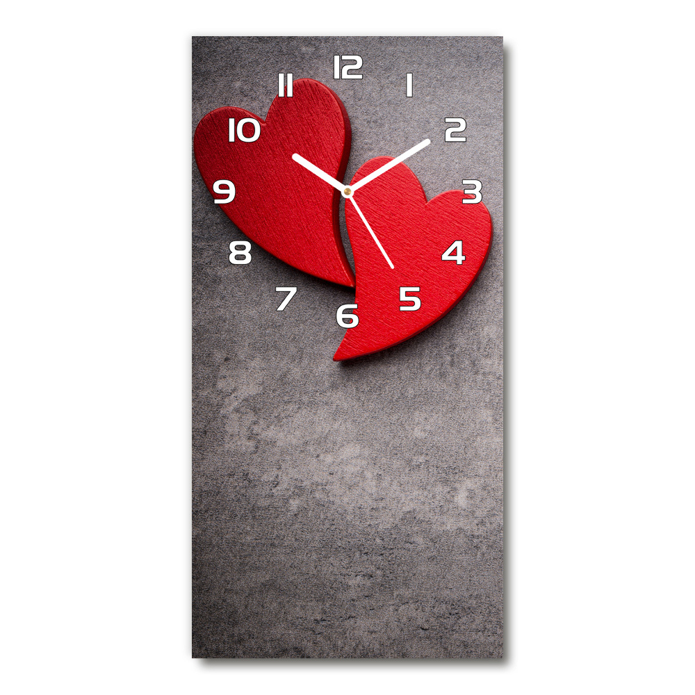 Horloge verticale en verre Coeurs rouges