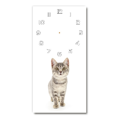 Horloge verticale en verre Chat gris