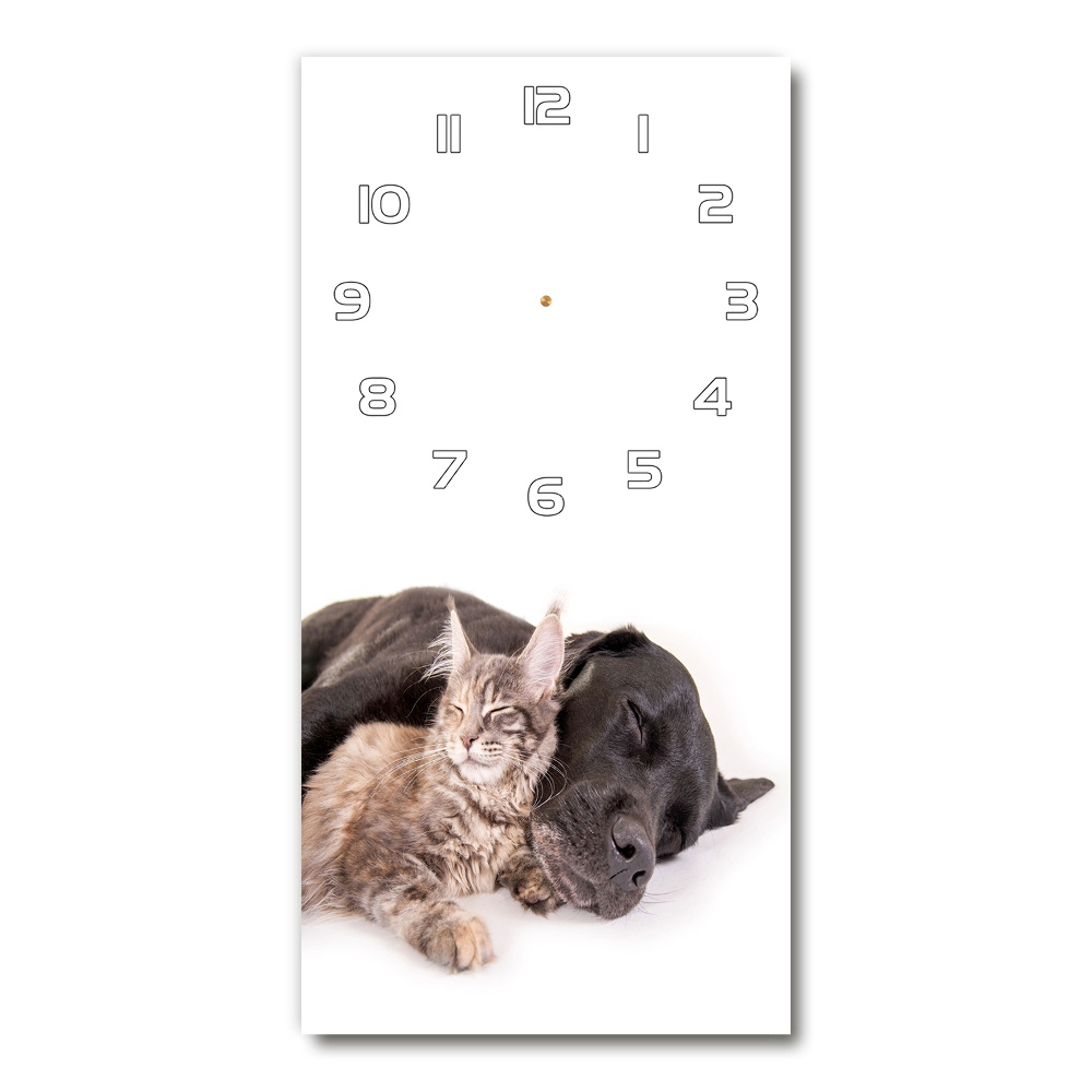 Horloge murale verticale Chien et chat