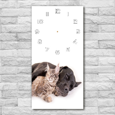 Horloge murale verticale Chien et chat