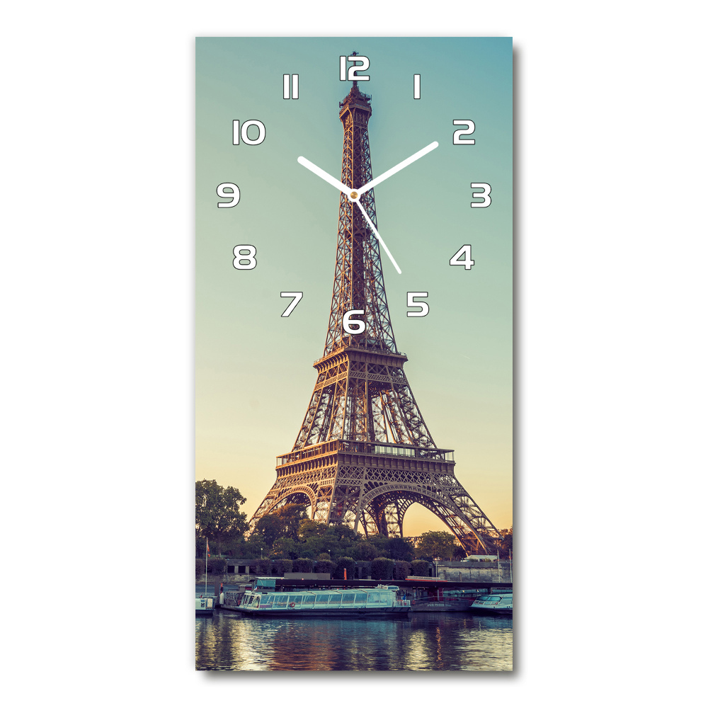 Horloge verticale en verre Tour Eiffel Paris