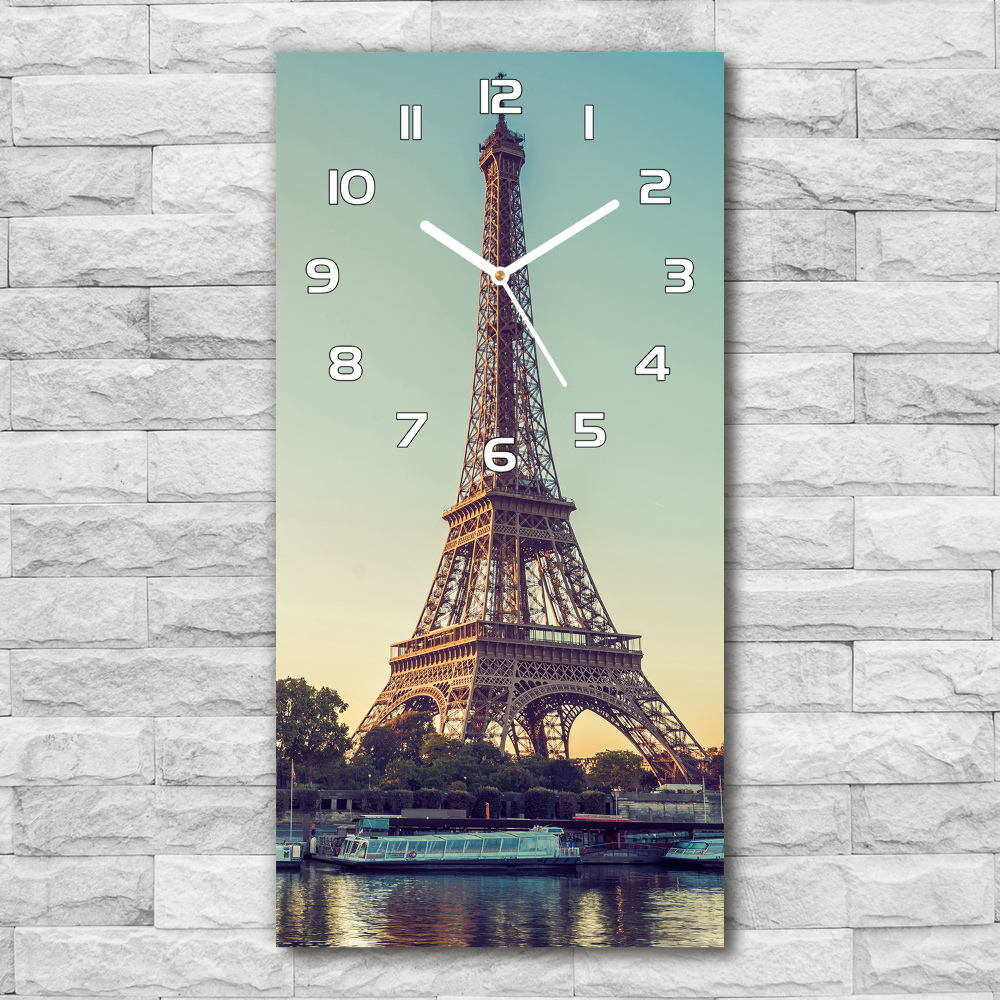 Horloge verticale en verre Tour Eiffel Paris