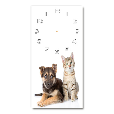 Horloge murale en verre rectangulaire Chien et chat