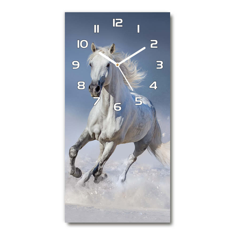 Horloge rectangulaire verticale Cheval blanc au galop