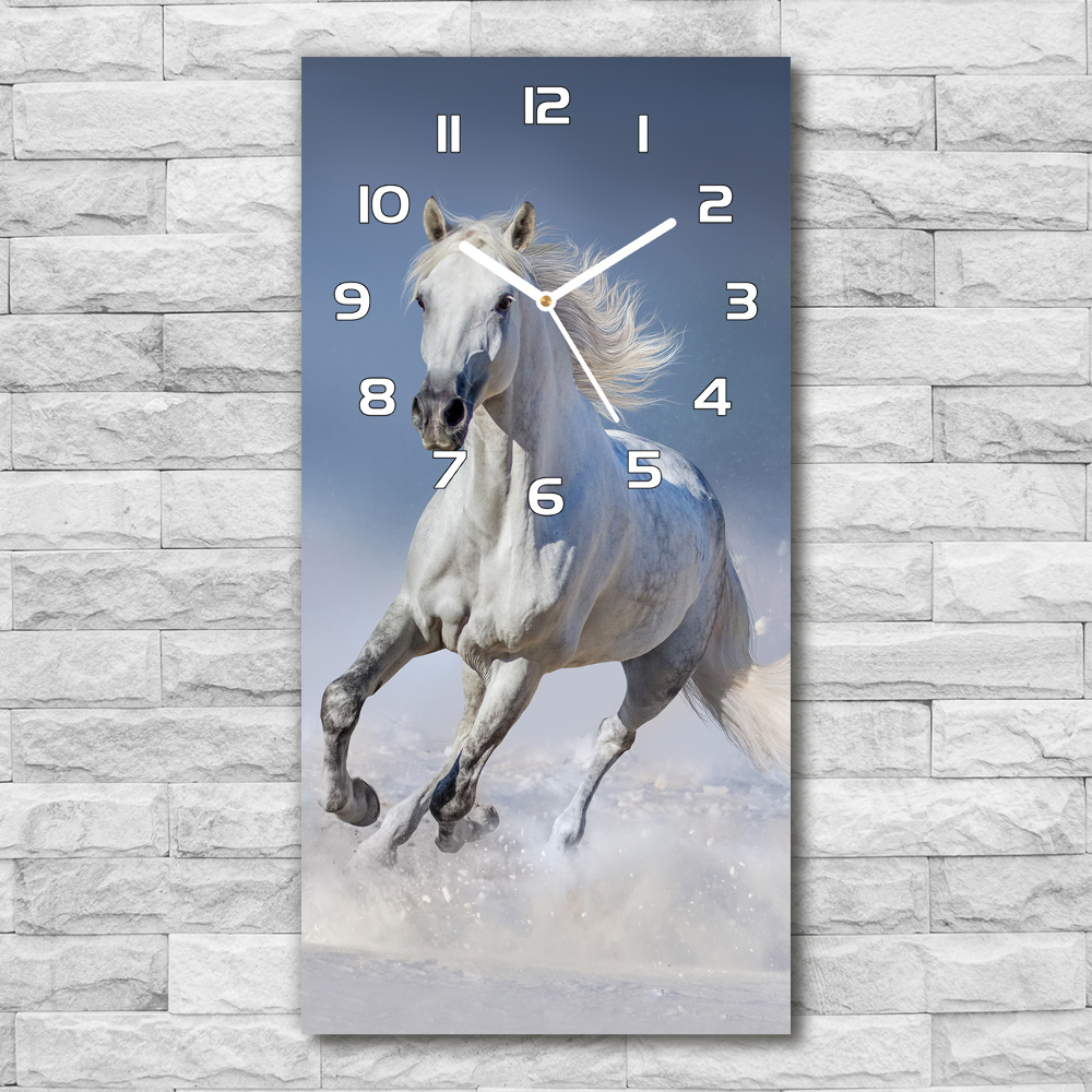 Horloge rectangulaire verticale Cheval blanc au galop