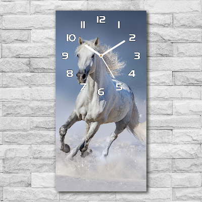 Horloge rectangulaire verticale Cheval blanc au galop