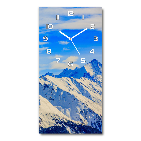 Horloge verticale en verre Montagnes en hiver