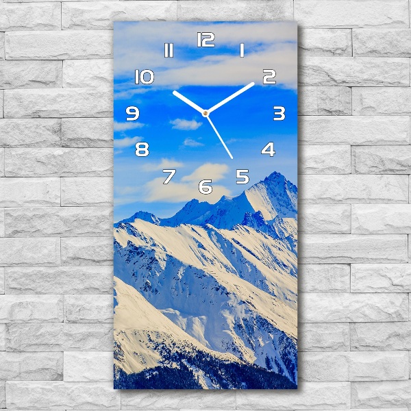 Horloge verticale en verre Montagnes en hiver
