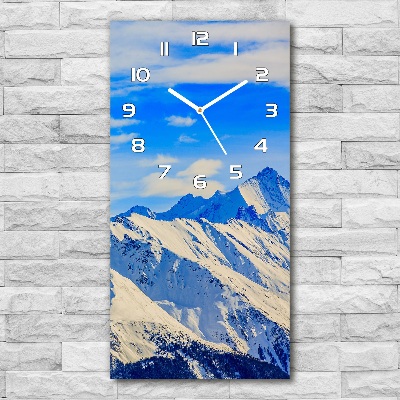 Horloge verticale en verre Montagnes en hiver