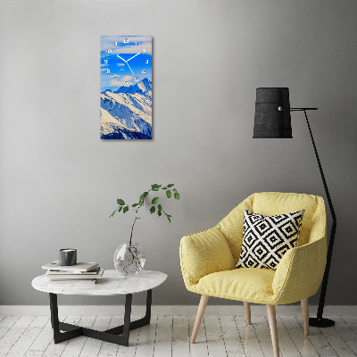 Horloge verticale en verre Montagnes en hiver