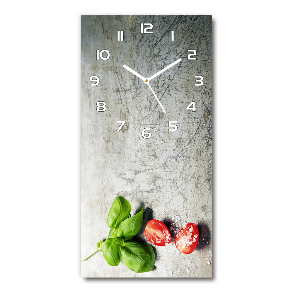 Horloge murale en verre rectangulaire Tomates et basilic