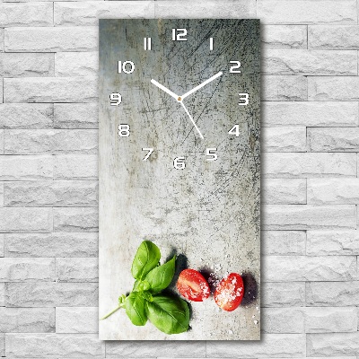 Horloge murale en verre rectangulaire Tomates et basilic