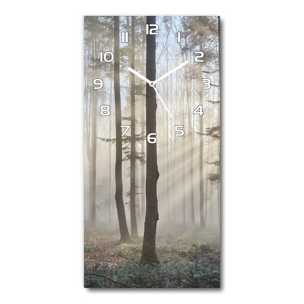 Horloge murale en verre rectangulaire Brume dans la forêt