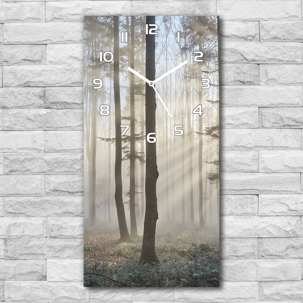 Horloge murale en verre rectangulaire Brume dans la forêt