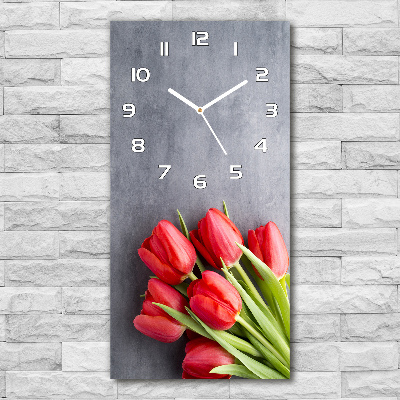 Horloge verticale en verre Tulipes rouges