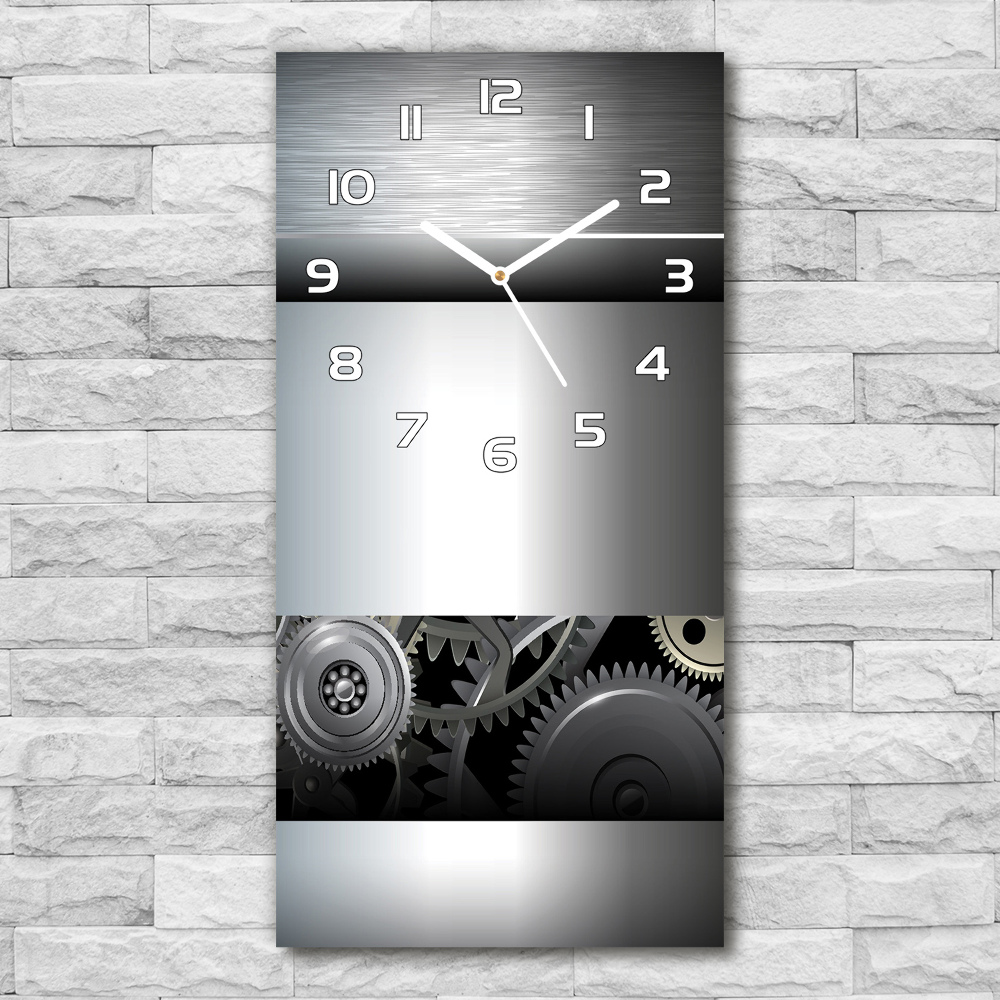 Horloge murale en verre rectangulaire Abstraction de l'engrenage