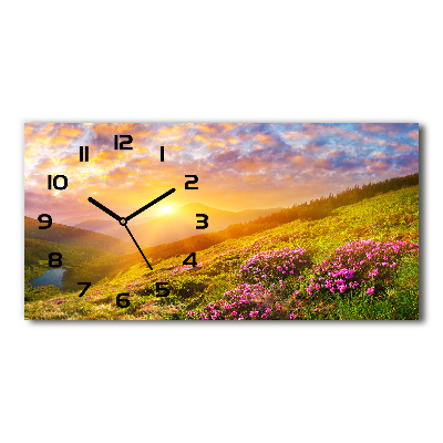 Horloge rectangulaire horizontale Coucher de soleil en montagne