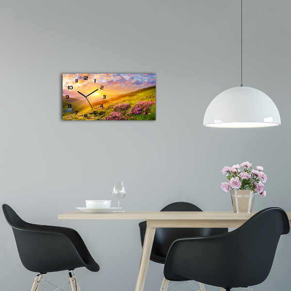 Horloge rectangulaire horizontale Coucher de soleil en montagne