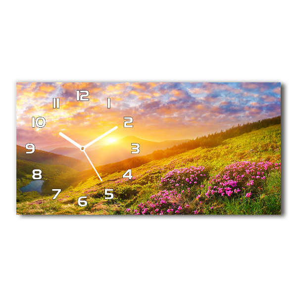 Horloge rectangulaire horizontale Coucher de soleil en montagne