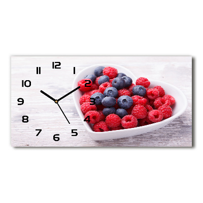 Horloge horizontale en verre Framboises et myrtilles