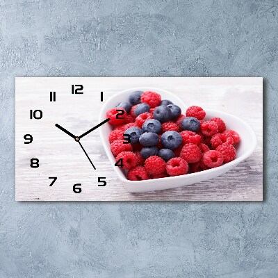 Horloge horizontale en verre Framboises et myrtilles