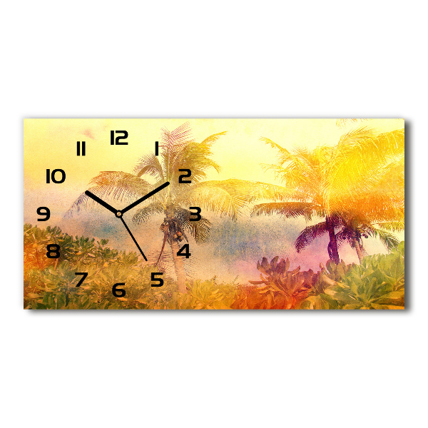 Horloge murale horizontale Palmiers colorés