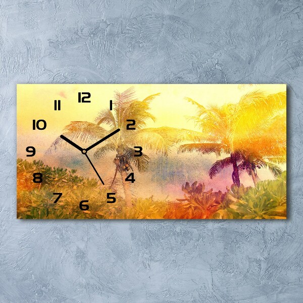 Horloge murale horizontale Palmiers colorés