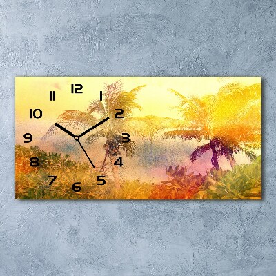 Horloge murale horizontale Palmiers colorés