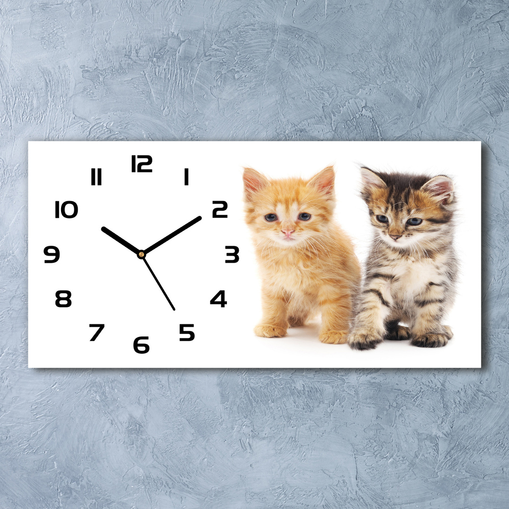 Horloge murale horizontale Chat brun et roux