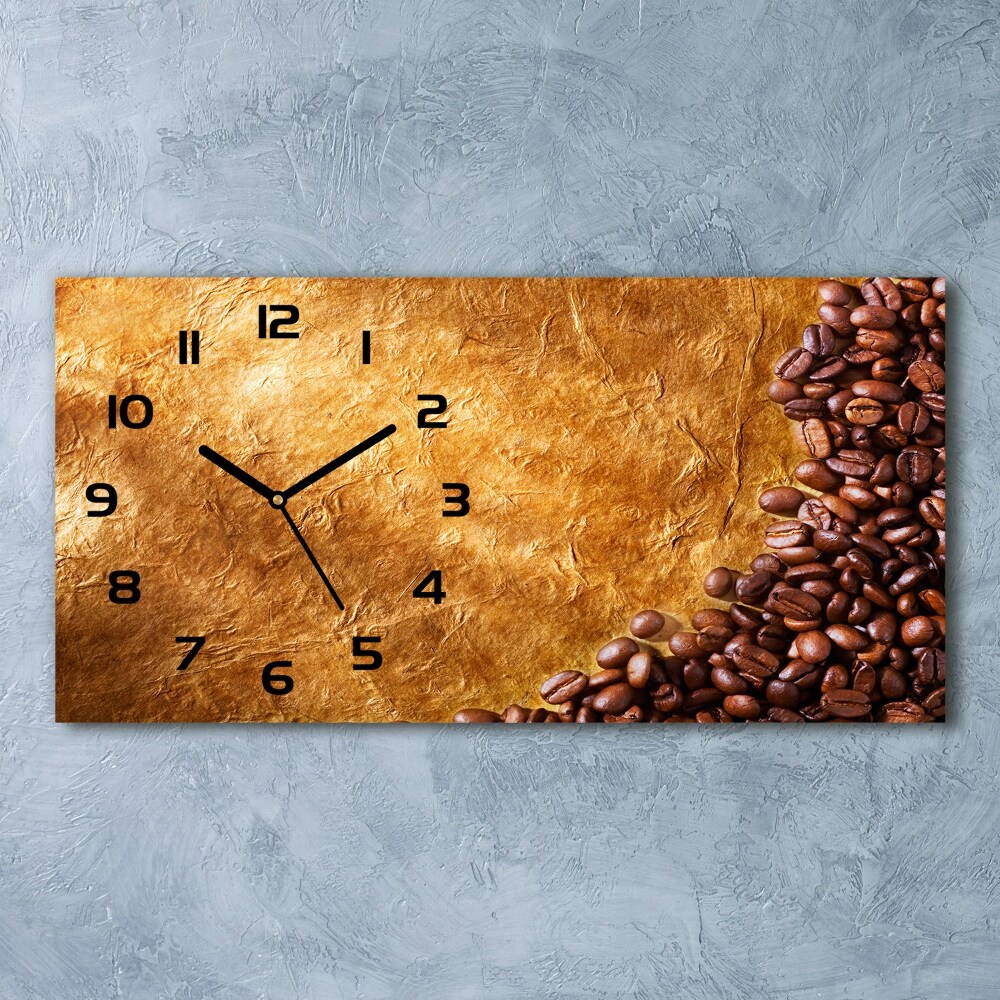 Horloge murale horizontale Grains de café aromatiques