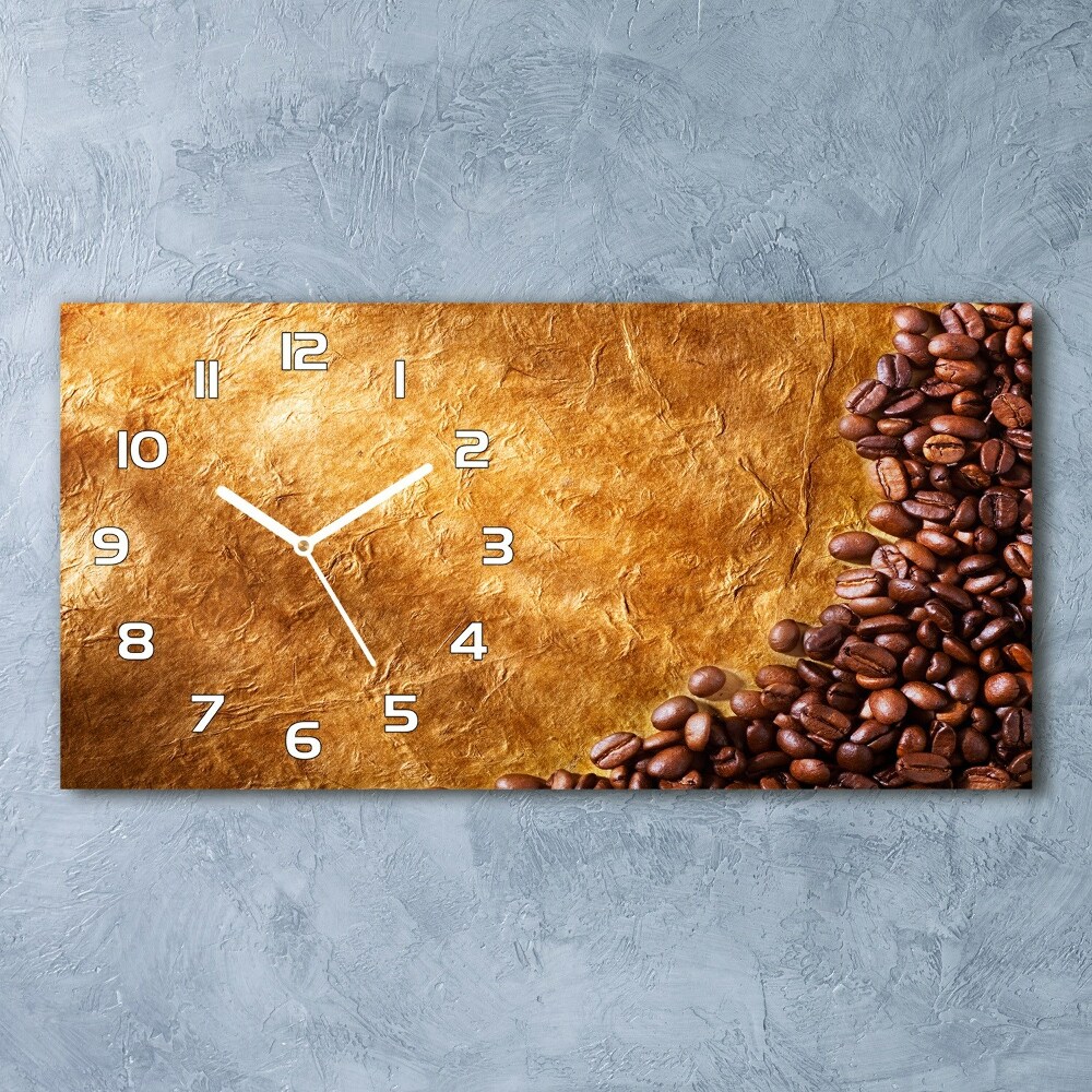 Horloge murale horizontale Grains de café aromatiques