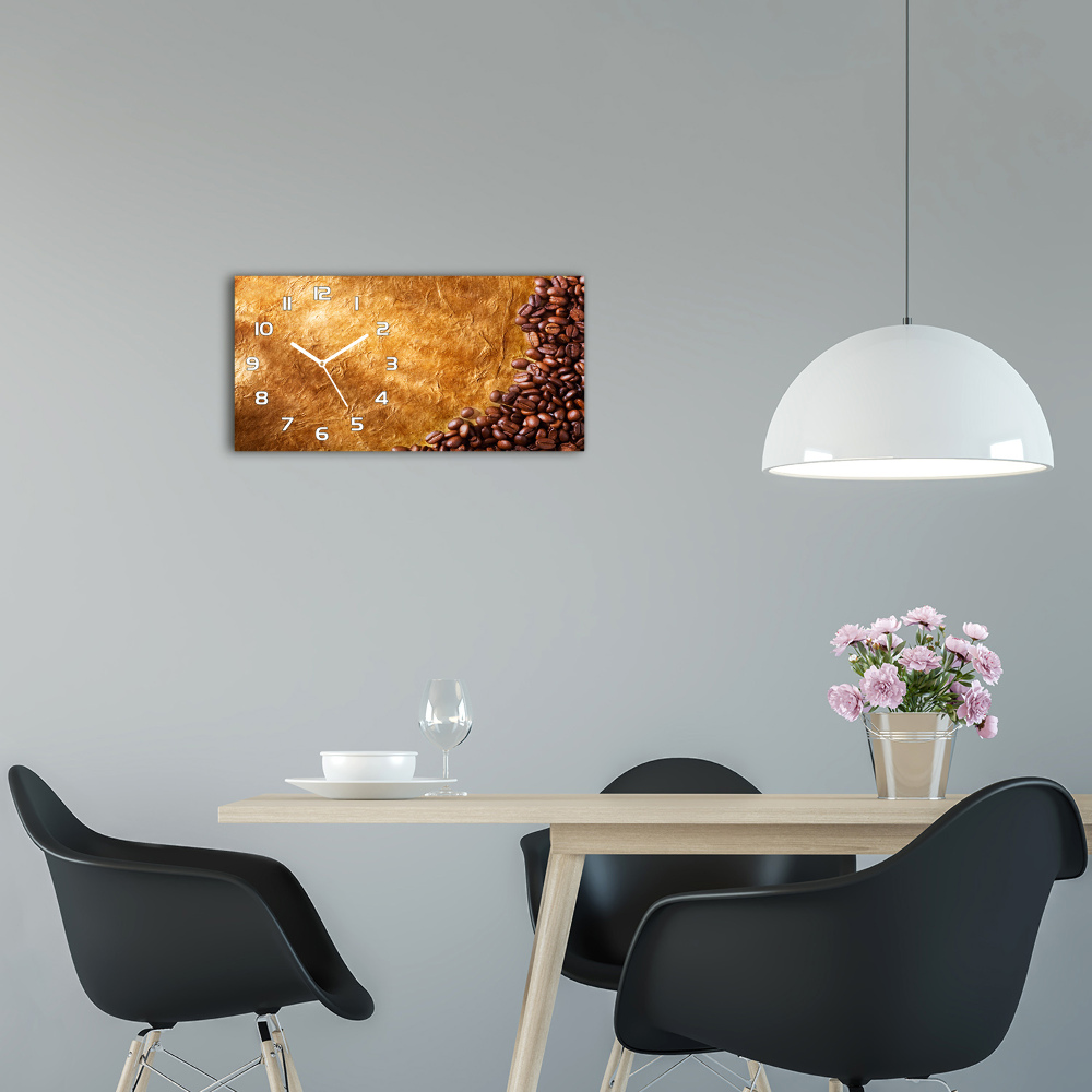 Horloge murale horizontale Grains de café aromatiques