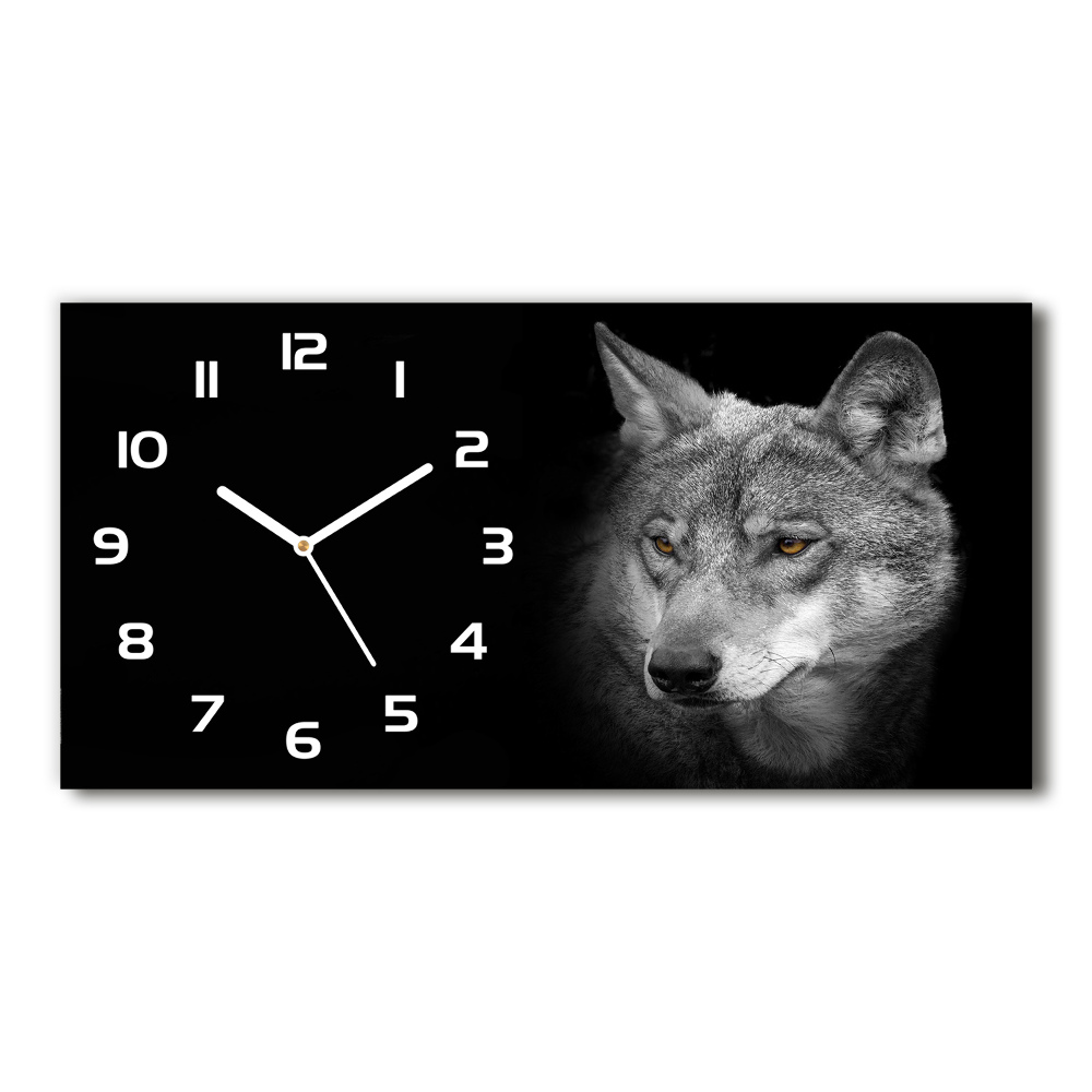 Horloge murale horizontale Loup