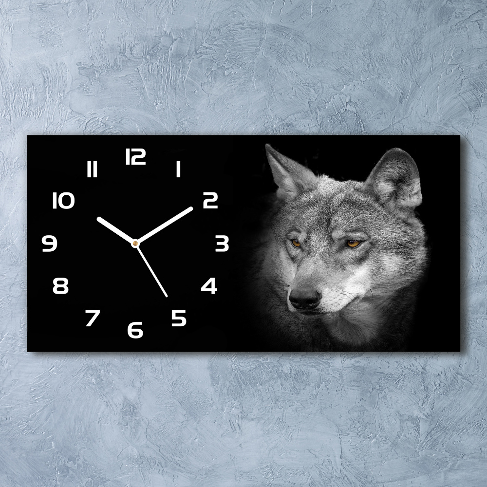 Horloge murale horizontale Loup