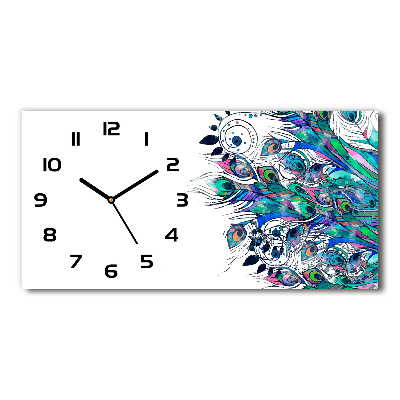 Horloge murale horizontale Plumes de paon