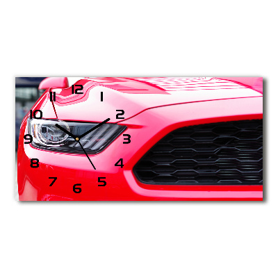 Horloge horizontale en verre Mustang rouge