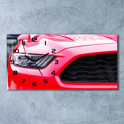 Horloge horizontale en verre Mustang rouge