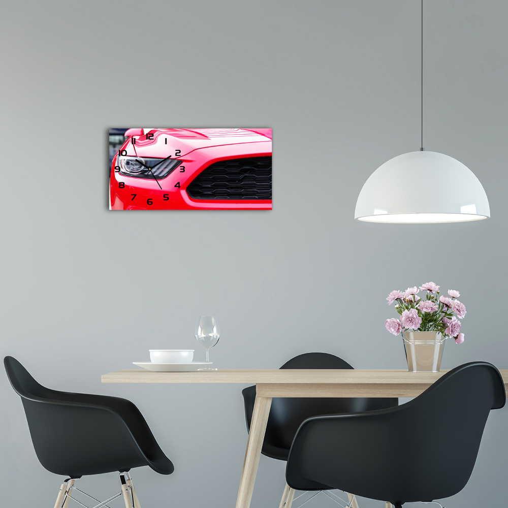 Horloge horizontale en verre Mustang rouge