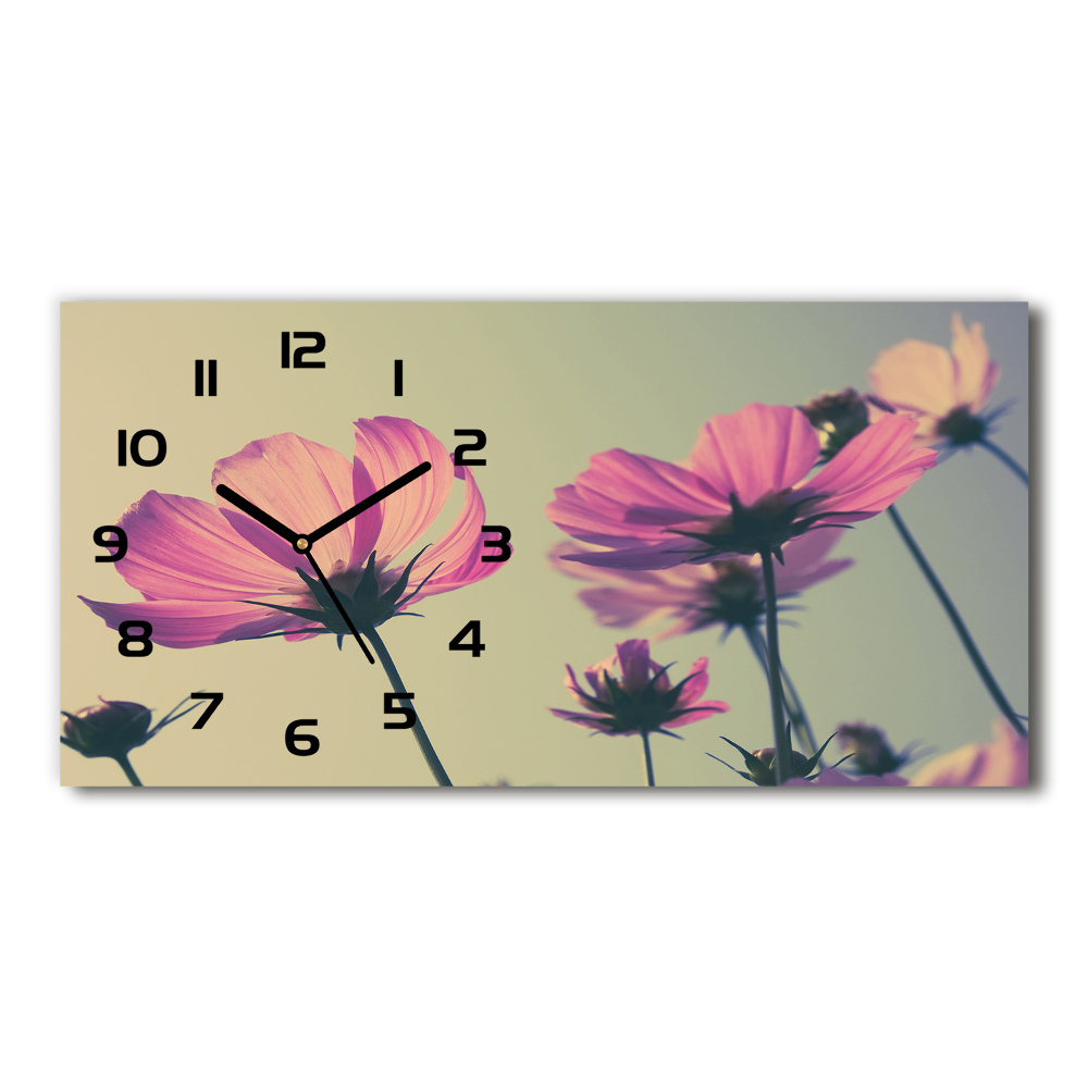 Horloge murale horizontale Fleurs roses