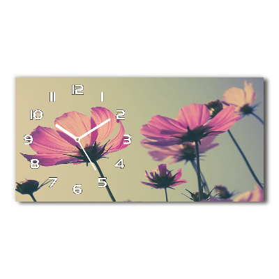 Horloge murale horizontale Fleurs roses